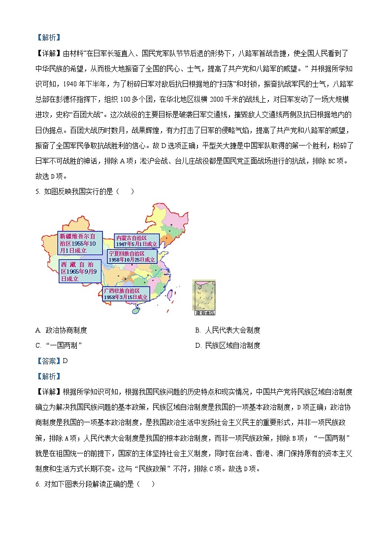 2024年河北省沧州市中考一模历史试题（原卷版+解析版）03