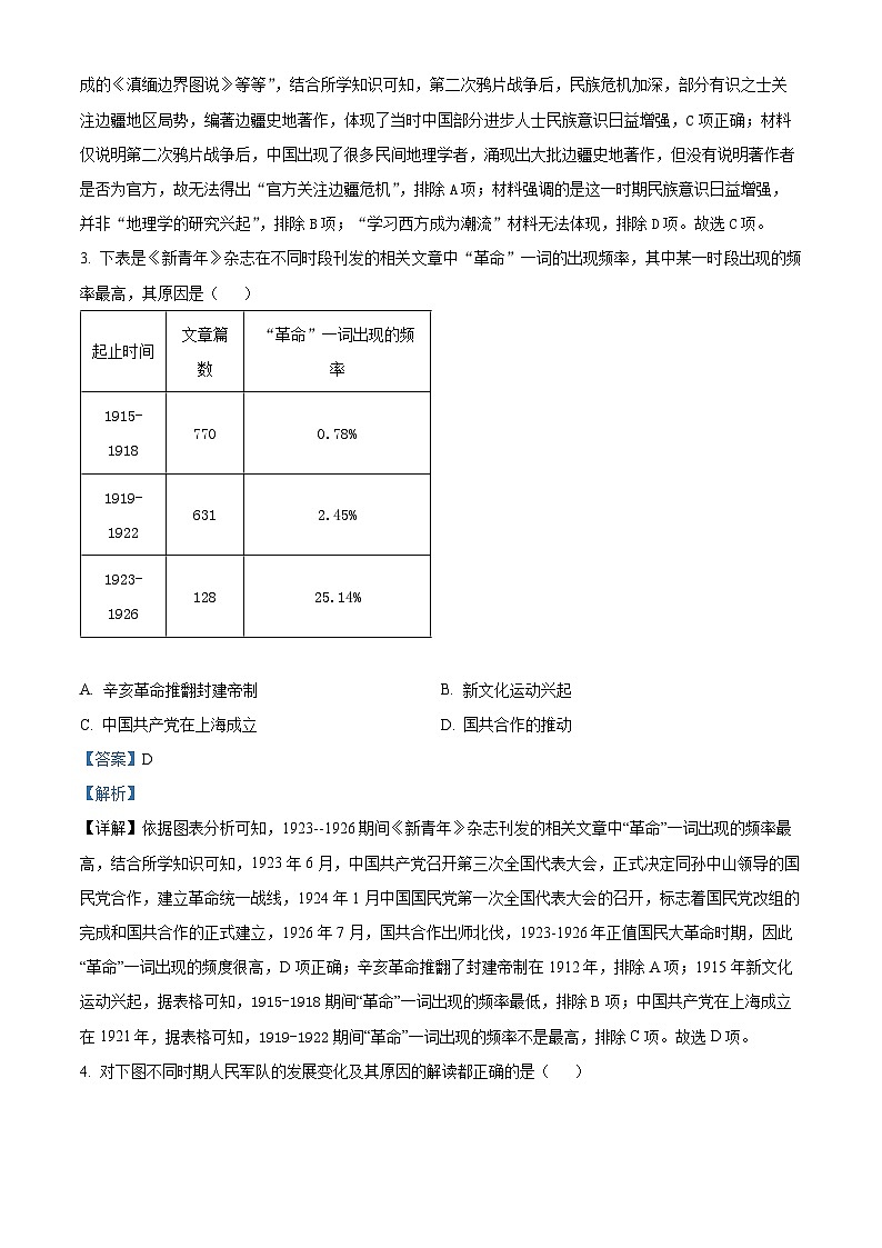 2024年河北省石家庄长安区中考一模历史试题（原卷版+解析版）02
