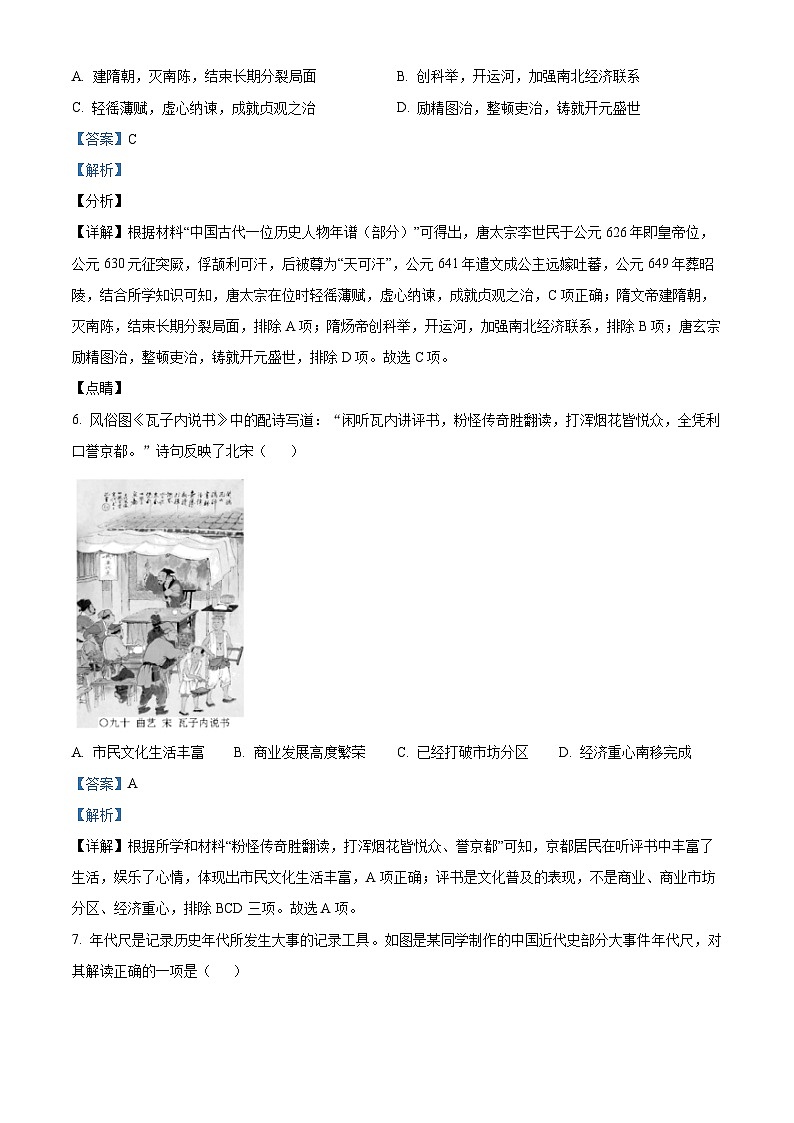 2024年江西省抚州市八校中考一模历史试题（原卷版+解析版）03