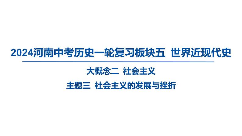 2024河南中考历史一轮复习板块五 世界近现代史主题三 社会主义的发展与挫折课件第1页