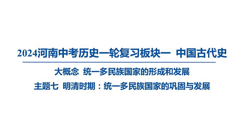 2024河南中考历史一轮复习板块一 中国古代史主题七 明清时期_统一多民族国家的巩固与发展课件第1页