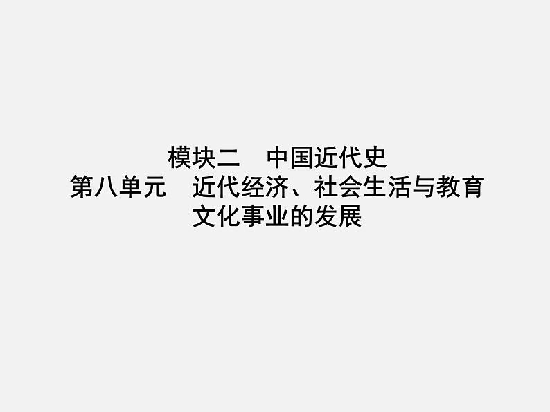 2024年广东省中考历史一轮复习课件： 第八单元　近代经济、社会生活与教育文化事业的发展 课件第1页