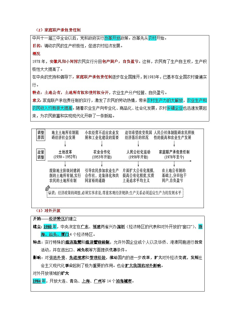 回归教材重难点08  中国特色社会主义道路-中考历史三轮冲刺过关第2页