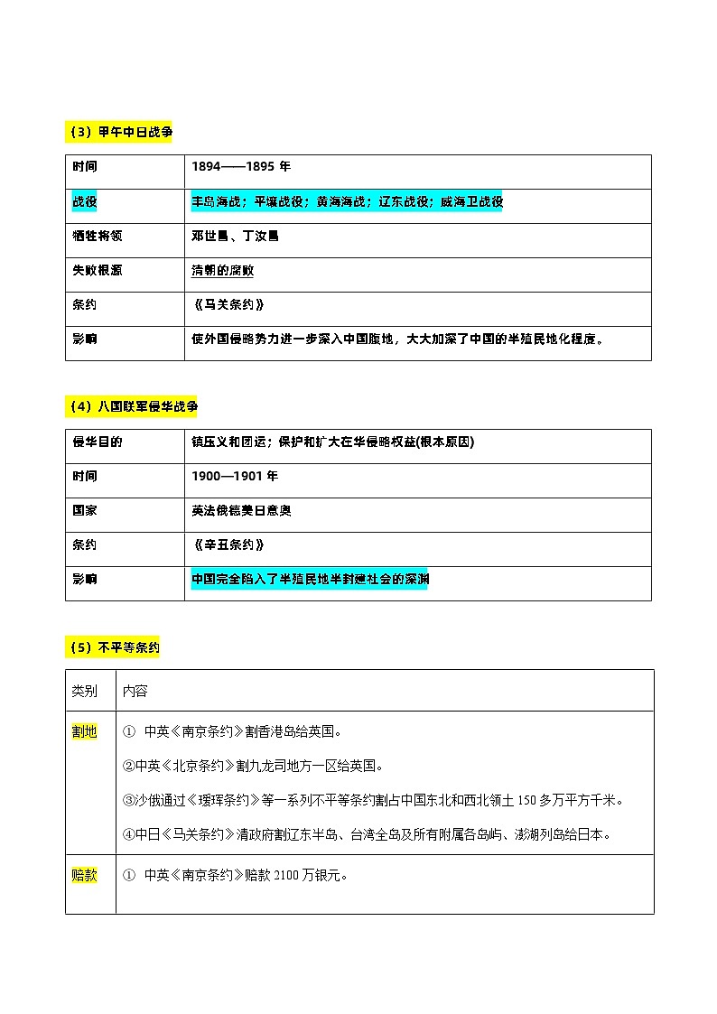 查补易混易错点03  清朝对外战争-中考历史三轮冲刺过关第2页