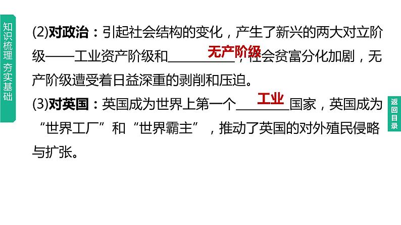 中考历史总复习一轮复习课件：主题26　工业革命和国际共产主义运动的兴起（含答案）第8页