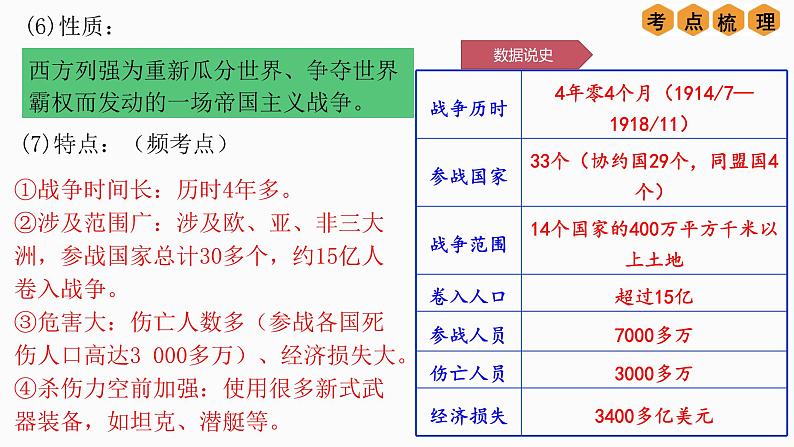 中考历史一轮复习经典备课课件 第一次世界大战和战后初期的世界（含答案）08