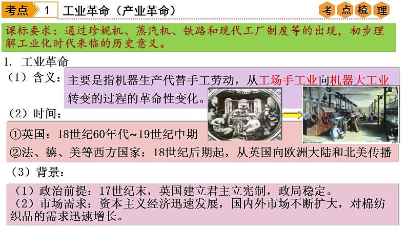 中考历史一轮复习经典备课课件 工业革命和国际共产主义运动的兴起 （含答案）03