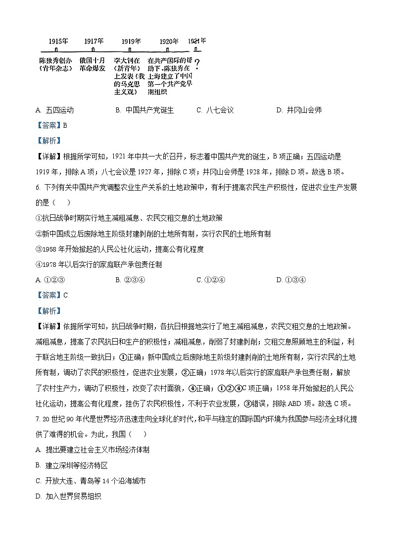 2024年陕西省富平县部分学校中考一模历史试题（原卷版+解析版）03