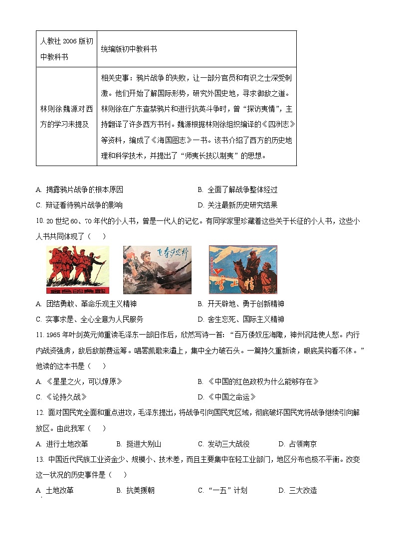 2024年河南省驻马店市经济开发区中考一模历史试题（原卷版+解析版）03