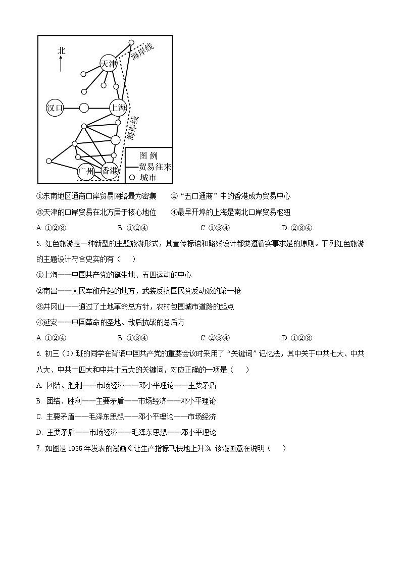 2024年陕西省西安市高新一中初级中学中考模拟历史试题（原卷版）第2页