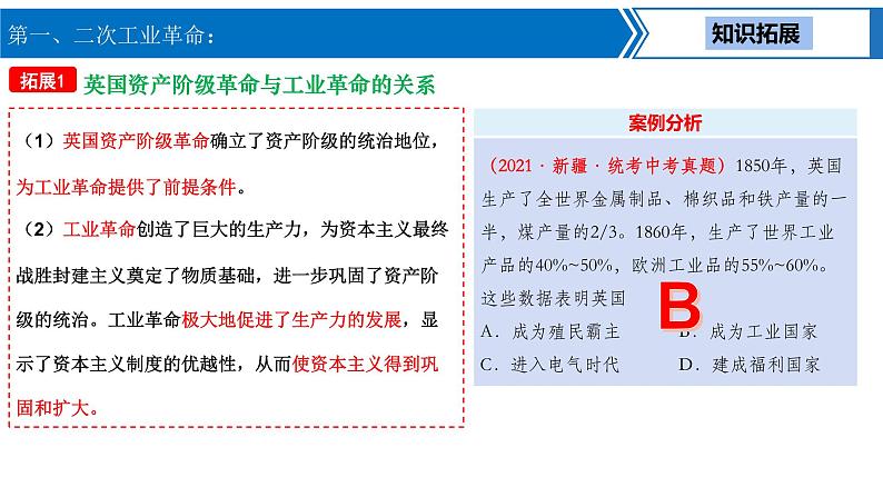 中考历史一轮复习考点梳理突破结构化课件第19讲 第一、二次工业革命（含答案）05