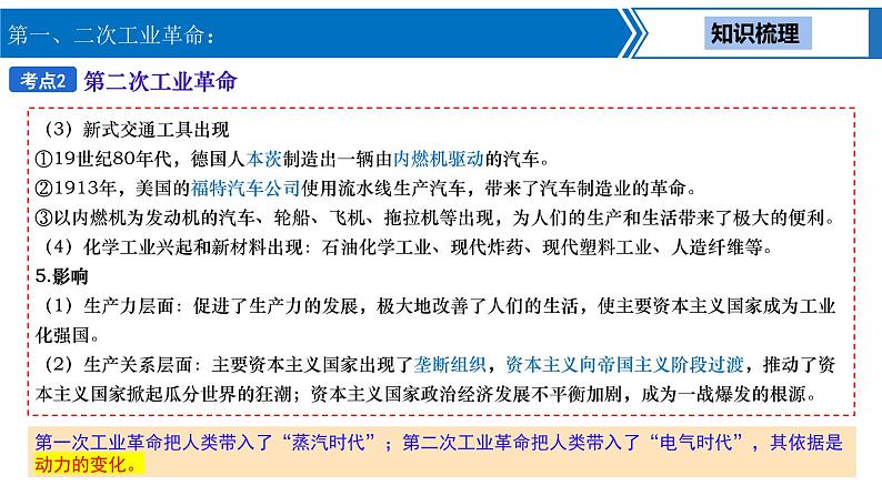 中考历史一轮复习考点梳理突破结构化课件第19讲 第一、二次工业革命（含答案）07