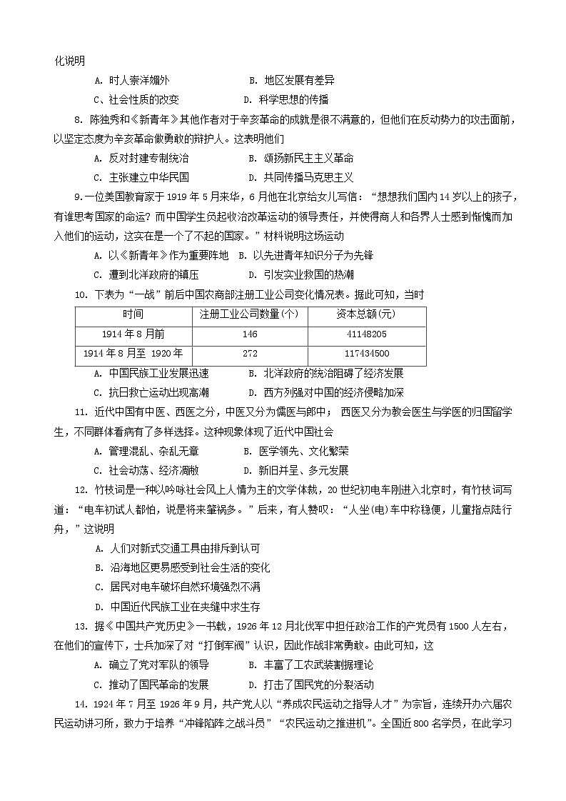 河南省南阳市镇平县2024年中考一模历史试题02