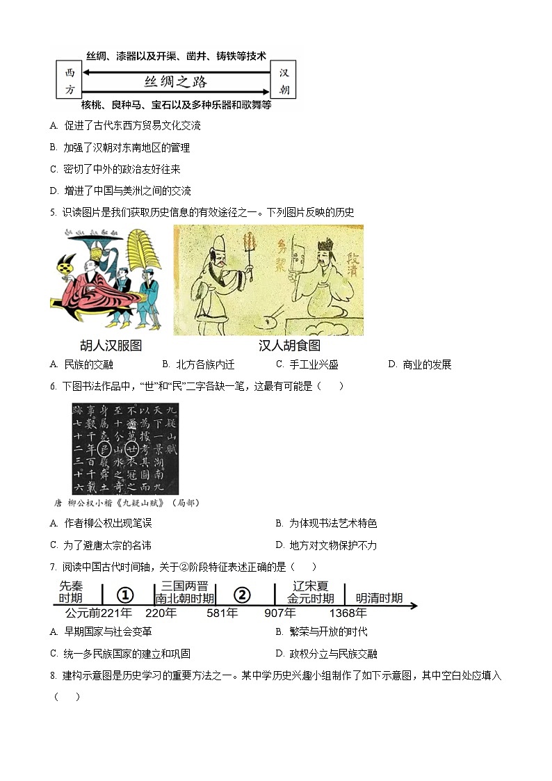2024年广东省阳江市阳春市中考一模历史试题（原卷版+解析版）02