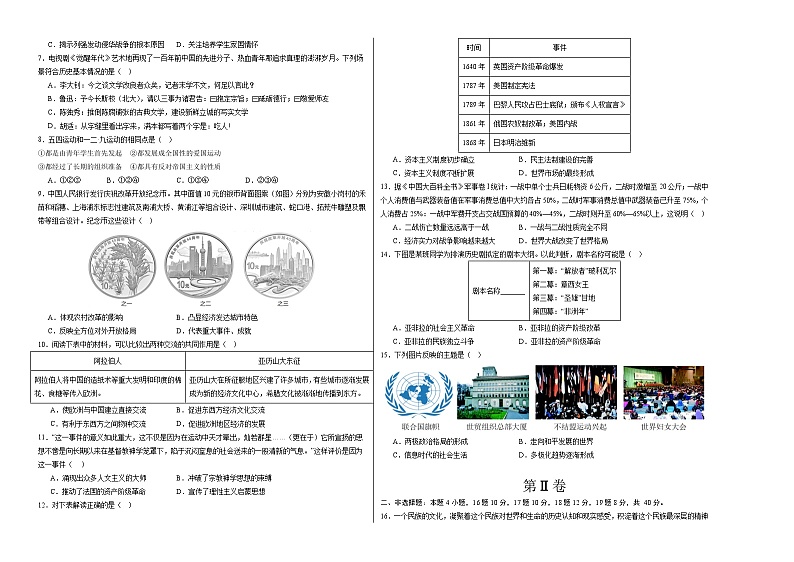 中考历史（辽宁卷）-2024年中考第一次模拟考试02
