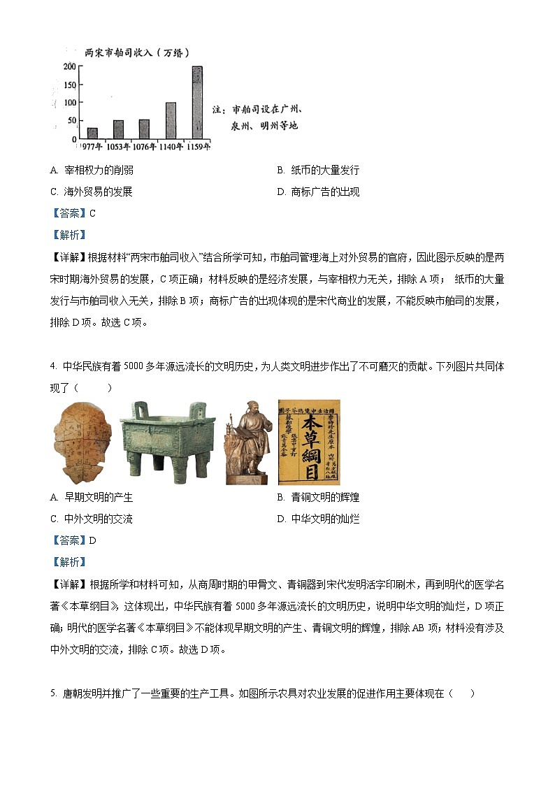 2024年江苏省徐州市邳州市运河中学中考一模历史试题（原卷版+解析版）02