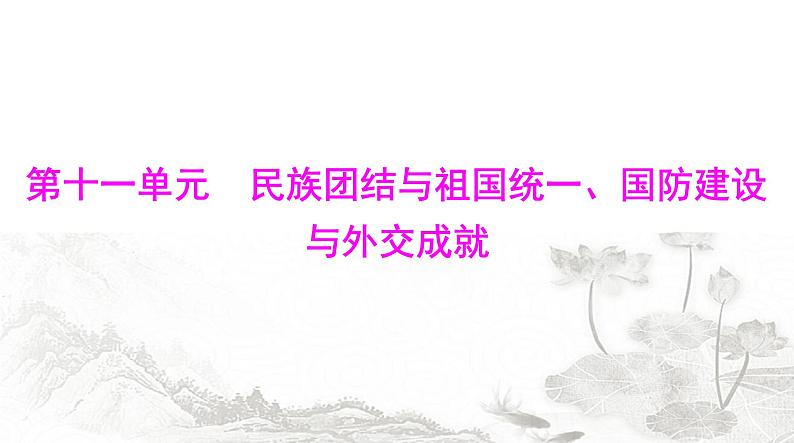 中考历史总复习中国现代史第十一单元民族团结与祖国统一、国防建设与外交成就课件第1页