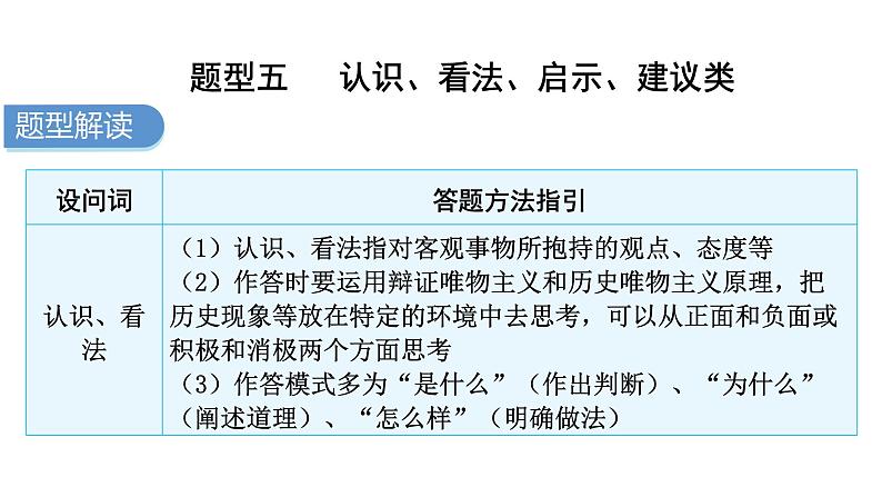 中考历史复习非选择题题型五认识、看法、启示、建议类课件03