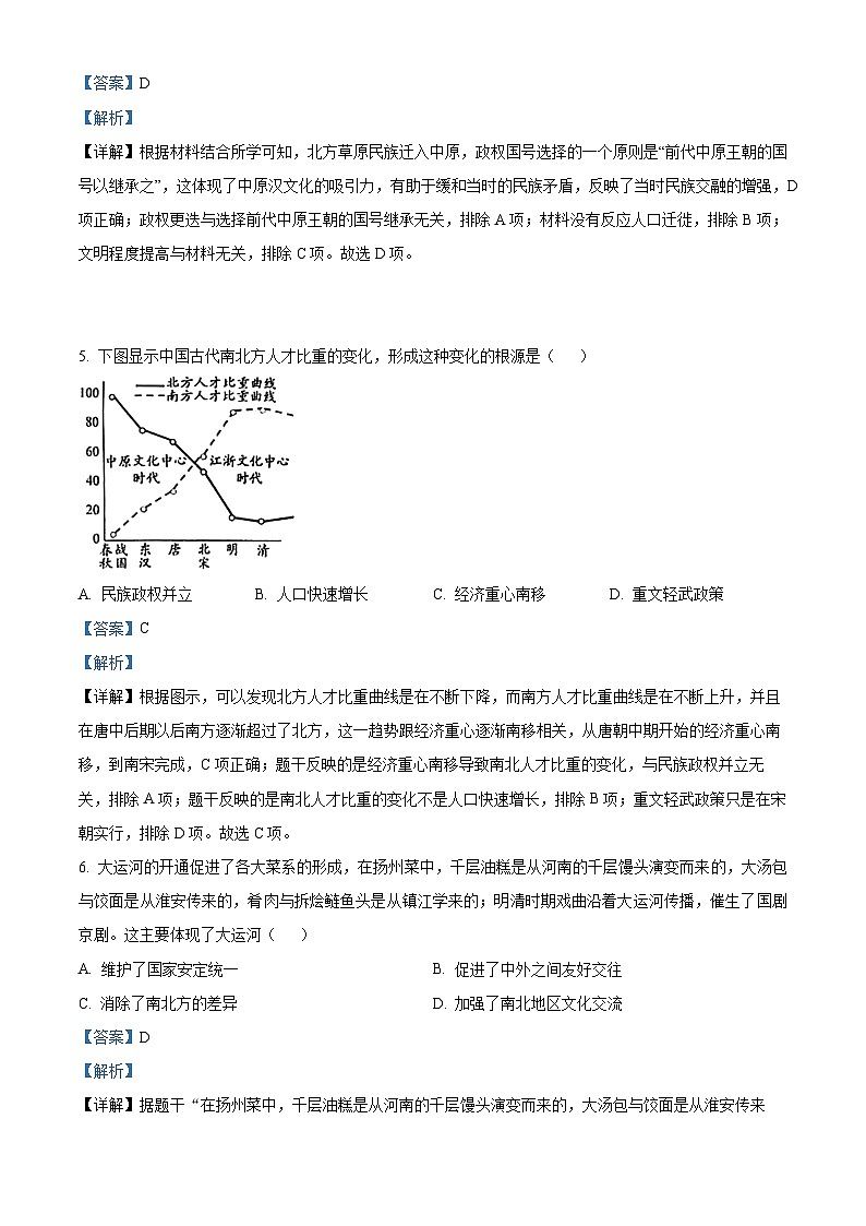 2024年福建省福州文博中学中考二模历史试题（原卷版+解析版）03
