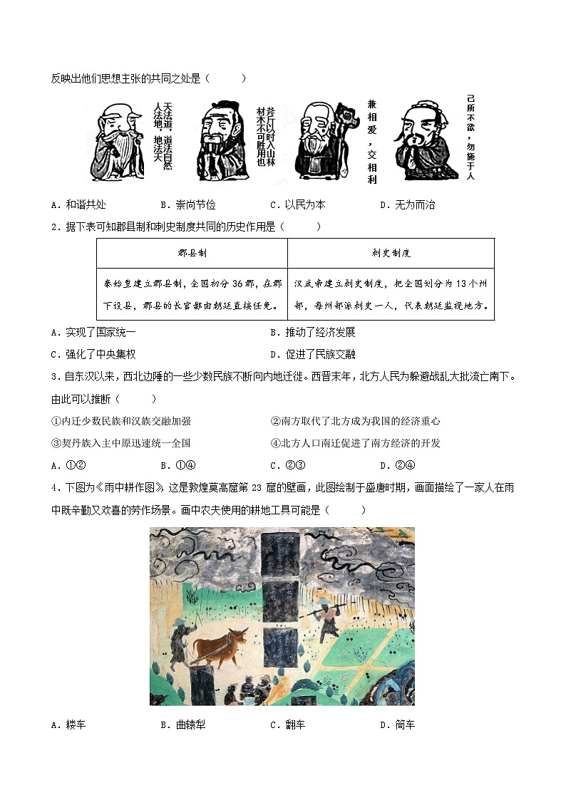 安徽省2024年中考历史信息必刷卷05（原卷版）第2页