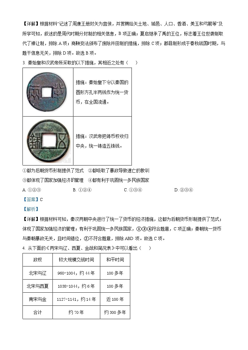 2024年山东省济宁市微山县中考一模历史试题（原卷版+解析版）02