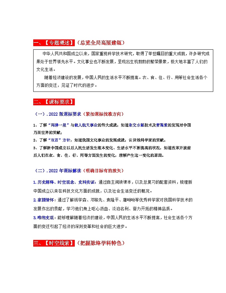 最新中考历史一轮讲通练透  专题21 科技文化与社会生活 （全国通用）02