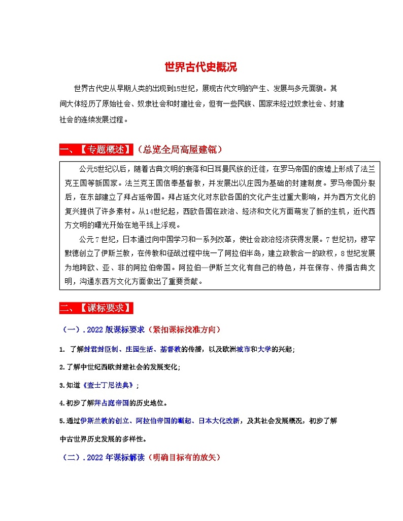 最新中考历史一轮讲通练透  专题23  封建时代的欧洲、亚洲国家 （全国通用）02