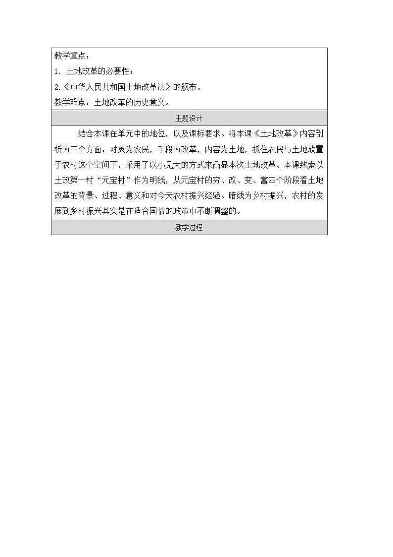 1.3土地改革教学设计2023~2024学年统编版八年级历史下册第2页