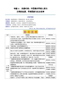 中考历史二轮复习真题解密专题01 先秦时期：中国境内早期人类与文明的起源、早期国家与社会变革（含解析）