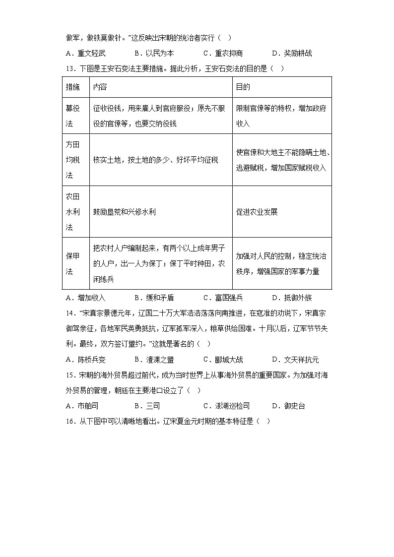 山东省菏泽市鲁西新区2023-2024学年八年级下学期期中历史试题（含解析）第3页