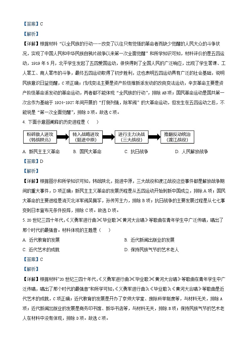 2024年河北省邯郸市部分学校九年级中考一模文科综合试题-初中历史（原卷版+解析版）02