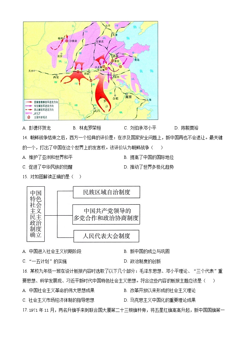 2024年山东省德州市德城区中考一模历史试题（原卷版+解析版）03