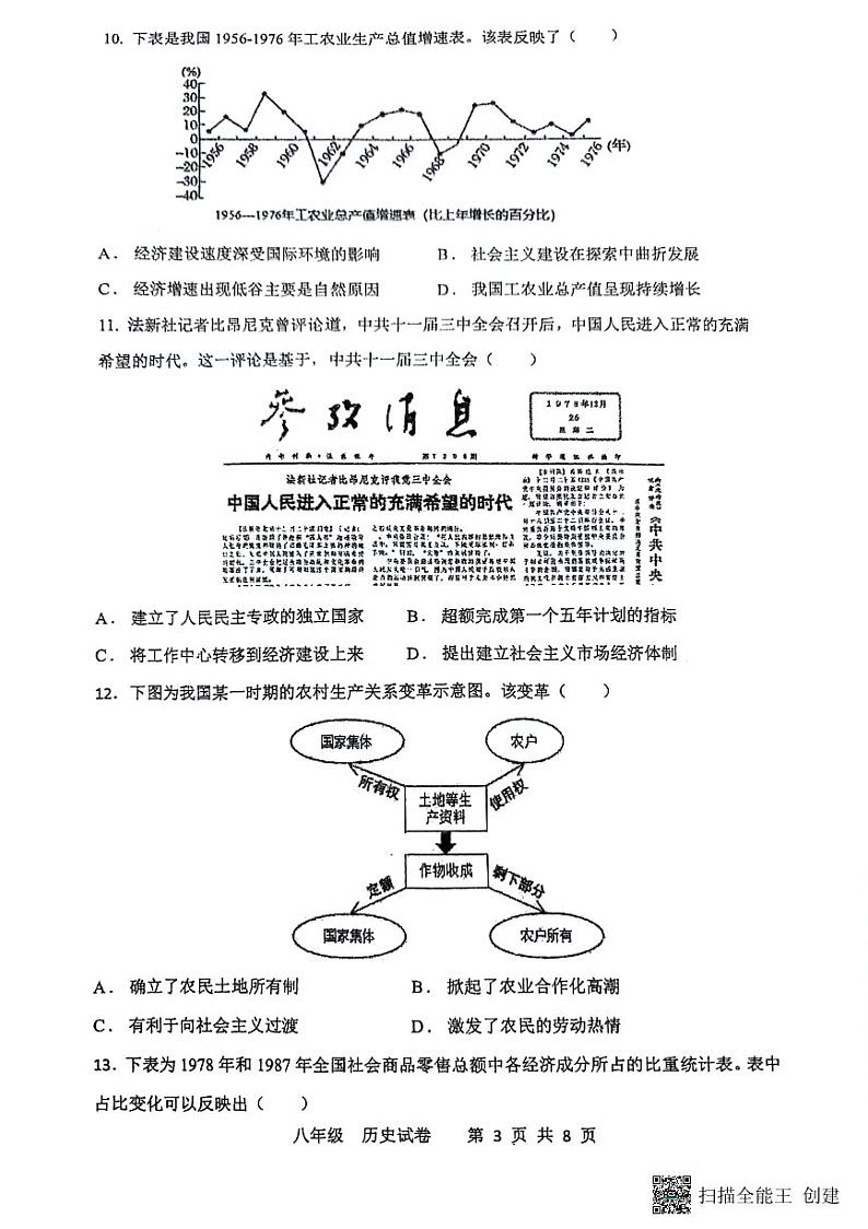 广东省深圳市福田区红岭实验学校(上沙)2023-2024学年八年级下学期4月期中历史试题第3页