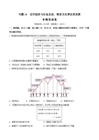 2024年九年级中考历史二轮复习专题突破卷15 近代经济与社会生活、教育文化事业的发展（解析版）