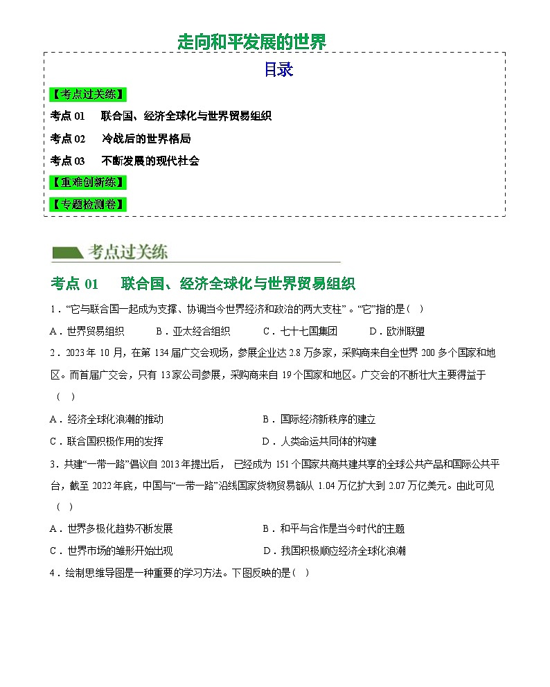 走向和平发展的世界-2024届初中中考历史复习（统编版）第1页