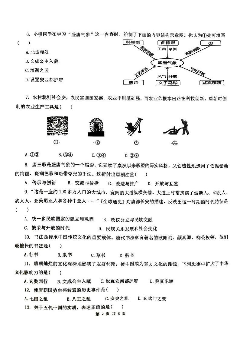 安徽省宿州市萧县2023-2024学年七年级下学期4月期中历史试题02