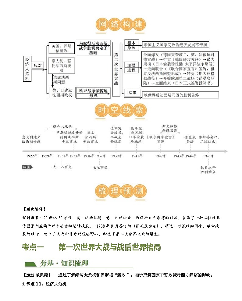 经济大危机和第二次世界大战（学案）-2024年初中中考历史复习（全国通用）答案第3页