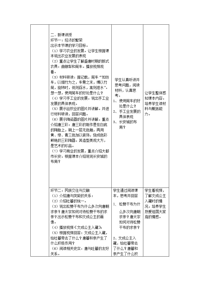 第3课  盛唐气象教学设计（表格式）2023-2024学年部编版七年级历史下册第2页