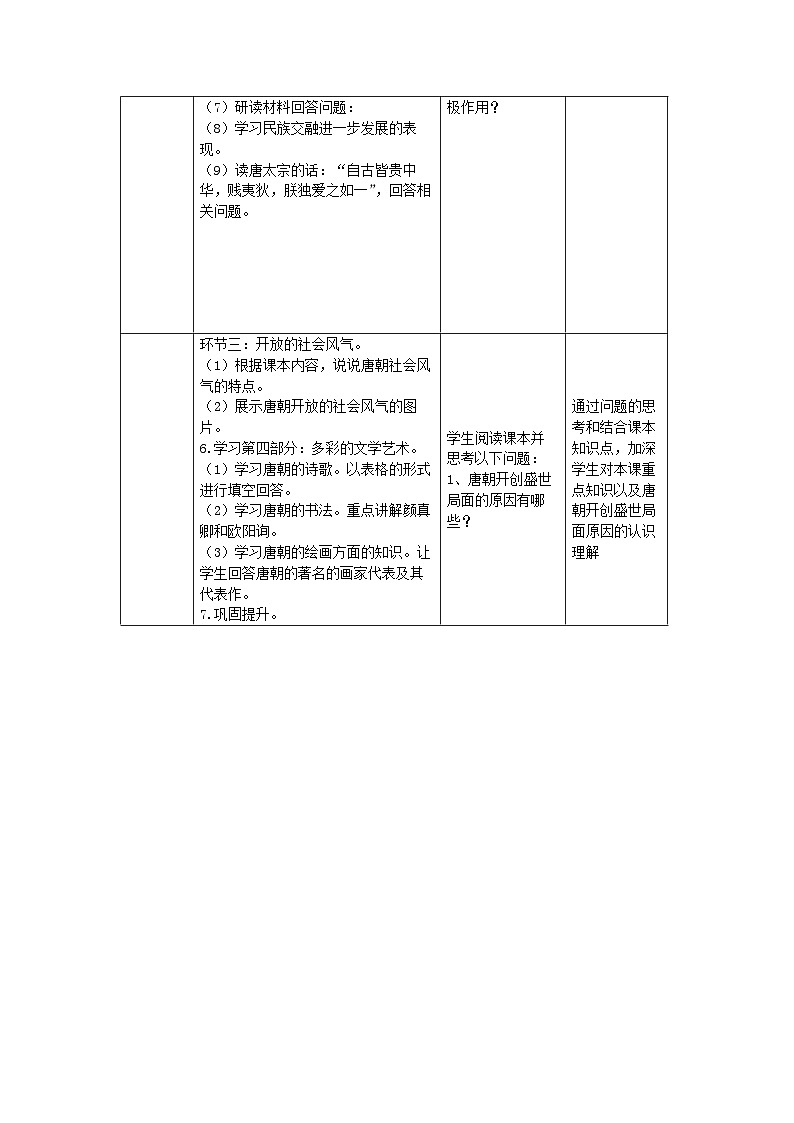 第3课  盛唐气象教学设计（表格式）2023-2024学年部编版七年级历史下册第3页