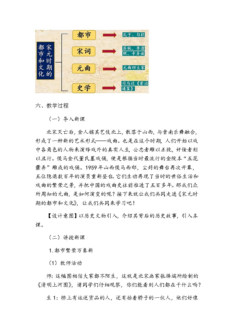 第12课 宋元时期的都市和文化  教学设计2023--2024学年度学期七年级历史下册02