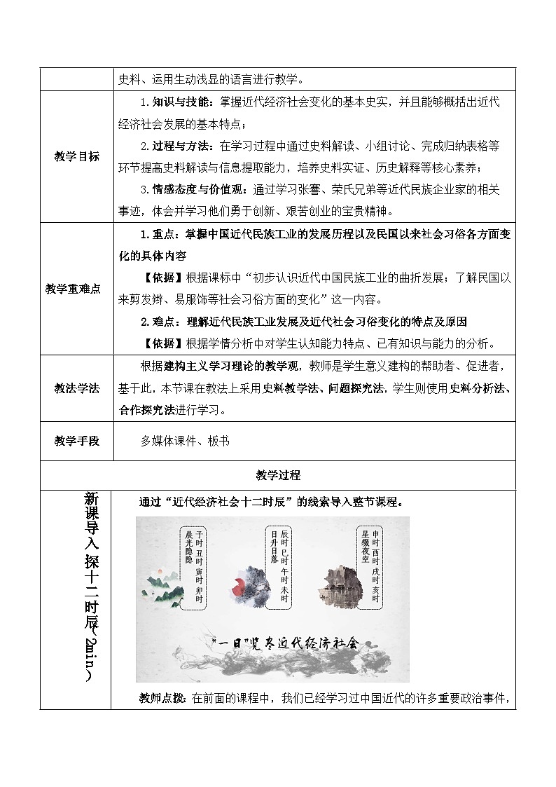 第25课 经济和社会生活的变化 教学设计（表格式）2023年秋部编版八年级上册历史第2页