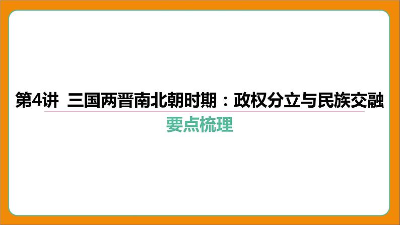 2024年中考历史二轮复习----第4讲 三国两晋南北朝时期_政权分立与民族交融 课件第4页