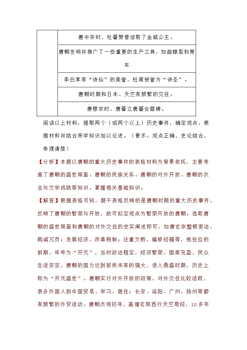 七年级历史下册期末冲刺之论述题精选专项训练第3页