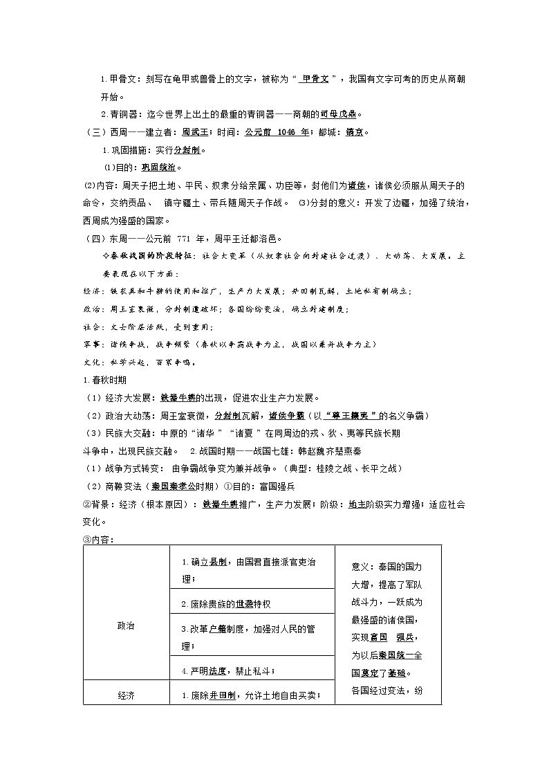 初中历史复习专题之中国古代史知识点02