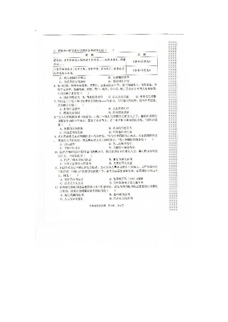 2024年河南省安阳市中考一模历史试题第2页