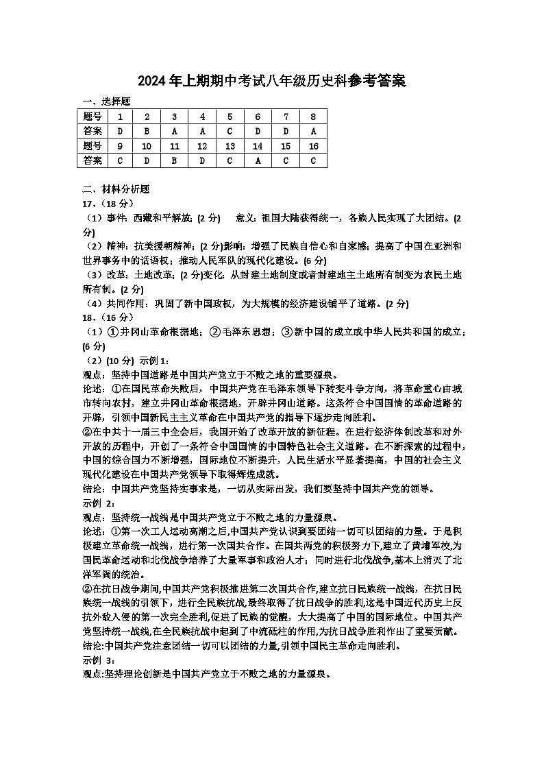 湖南省株洲市攸县片区联考2023_2024学年八年级下学期期中考试历史试题01