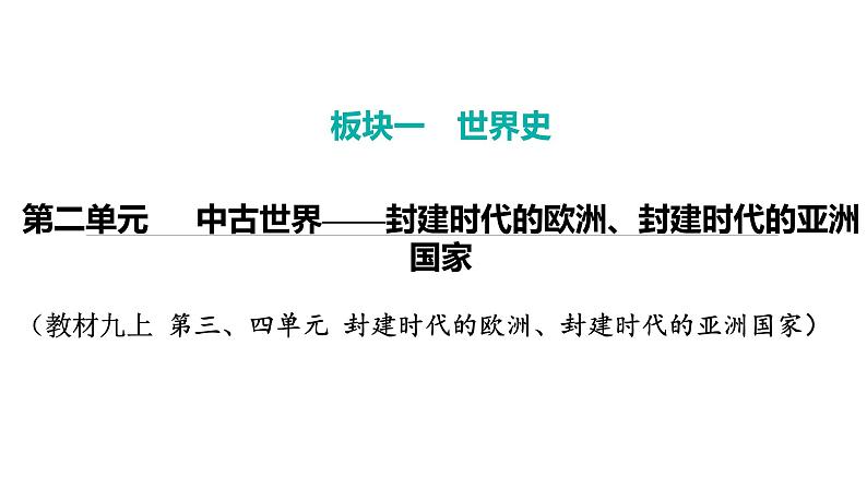 2024年中考历史一轮复习课件：世界古代史2 中古世界——封建时代的欧洲、封建时代的亚洲国家01