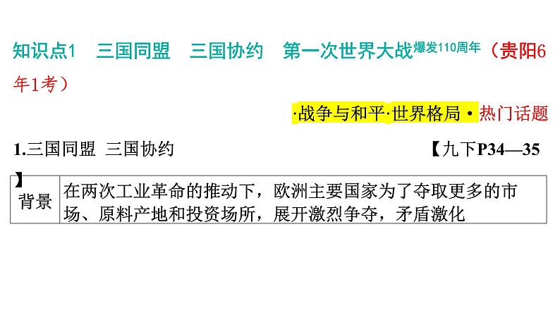 2024年中考历史一轮复习课件：世界现代史1---第一次世界大战和战后初期的世界06