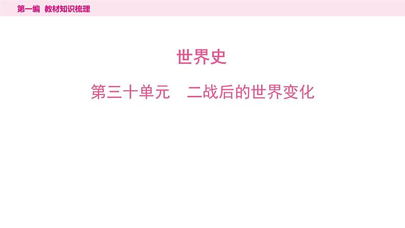 2024年中考历史一轮复习课件：世界现代史3 二战后的世界变化第1页