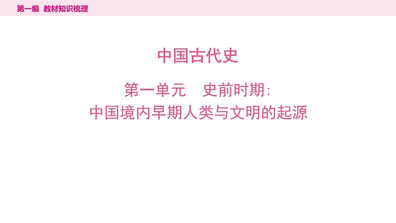 2024年中考历史一轮复习课件：中国古代史1---史前时期：中国境内早期人类与文明的起源第1页